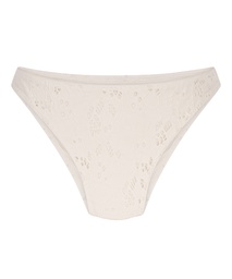 Bas de bikini échancré en crochet - Blanc