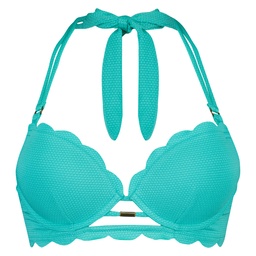 Scallop Dreams Padded Underwired Push-Up Bikini Top - Blue, Bleu, coloris