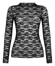 Top en dentelle intégrale - Noir, Noir, coloris