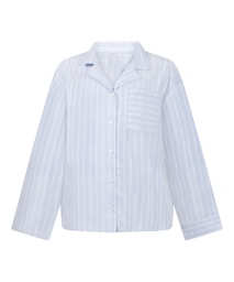 Veste en coton tissé à rayures - Bleu
