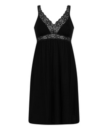 Nuisette en Jersey avec Dentelle - Noir, Noir, coloris