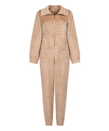 Combinaison de pyjama torsadée à fermeture éclair - Beige