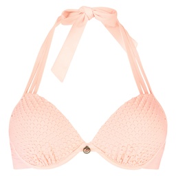 Doutzen Textured Skin Padded Underwired Push-Up Bikini Top - Pink, Rose, coloris