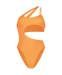Fire asymmetrical high swimsuit - Orange, Orange, coloris
