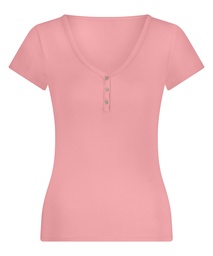 Haut de pyjama à manches courtes Henley - Rose, Rose, coloris