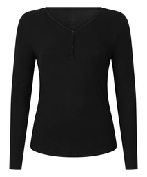 Haut de pyjama à manches longues Henley - Noir, Noir, coloris