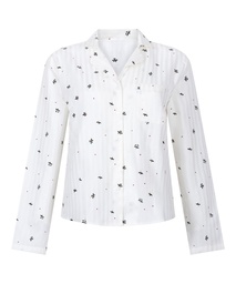 Haut de Pyjama Jacquard Manches Longues - Blanc, Blanc, coloris
