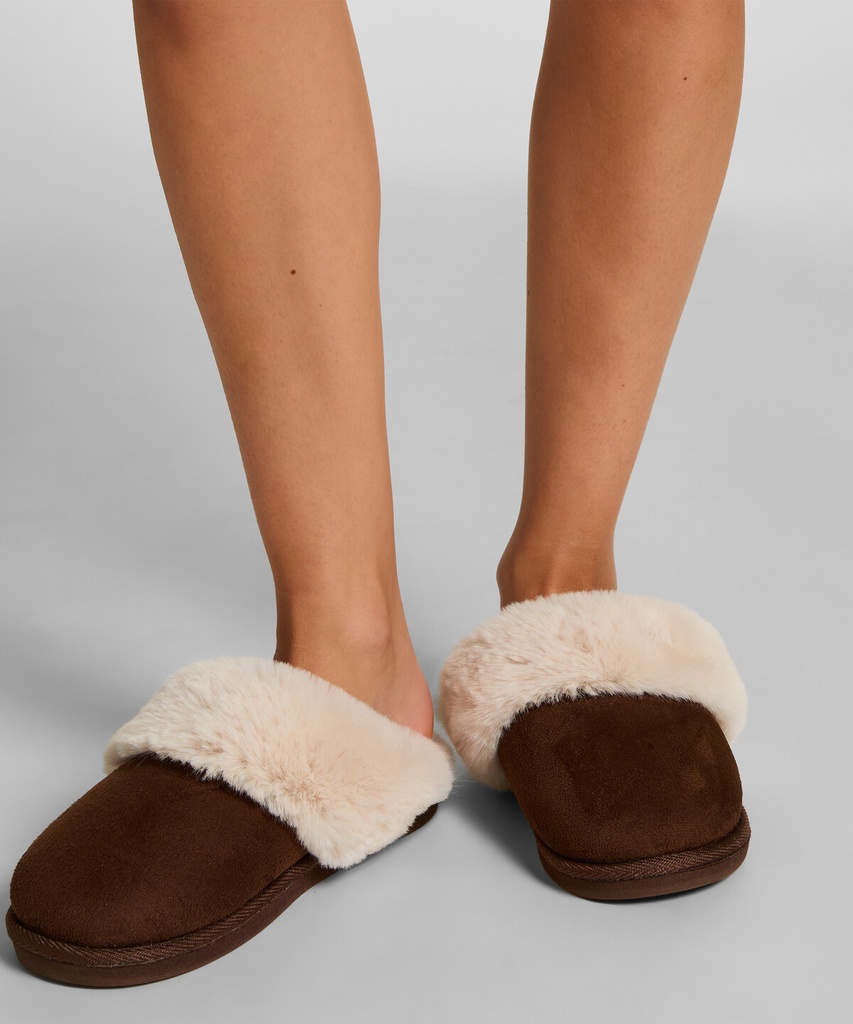Mules en fausse fourrure Betty - Marron