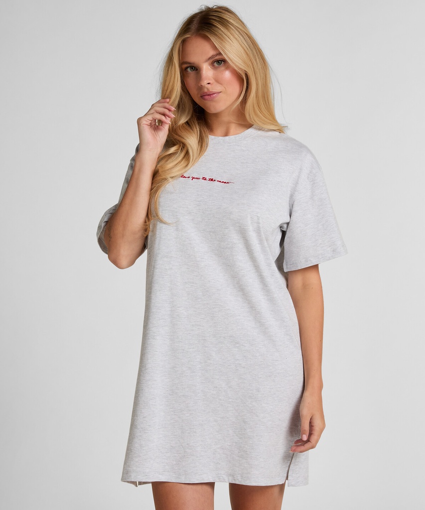 Chemise de nuit à col rond - Gris