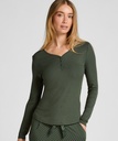 Haut de pyjama à manches longues Henley - Vert