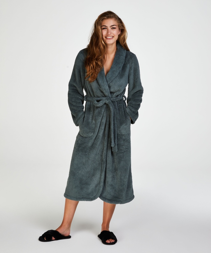 Long Fleece Bathrobe - Green
