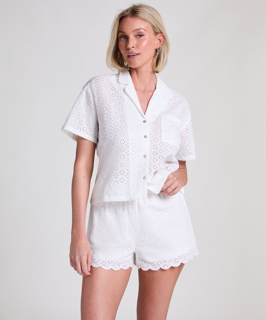 Short en broderie anglaise - Blanc