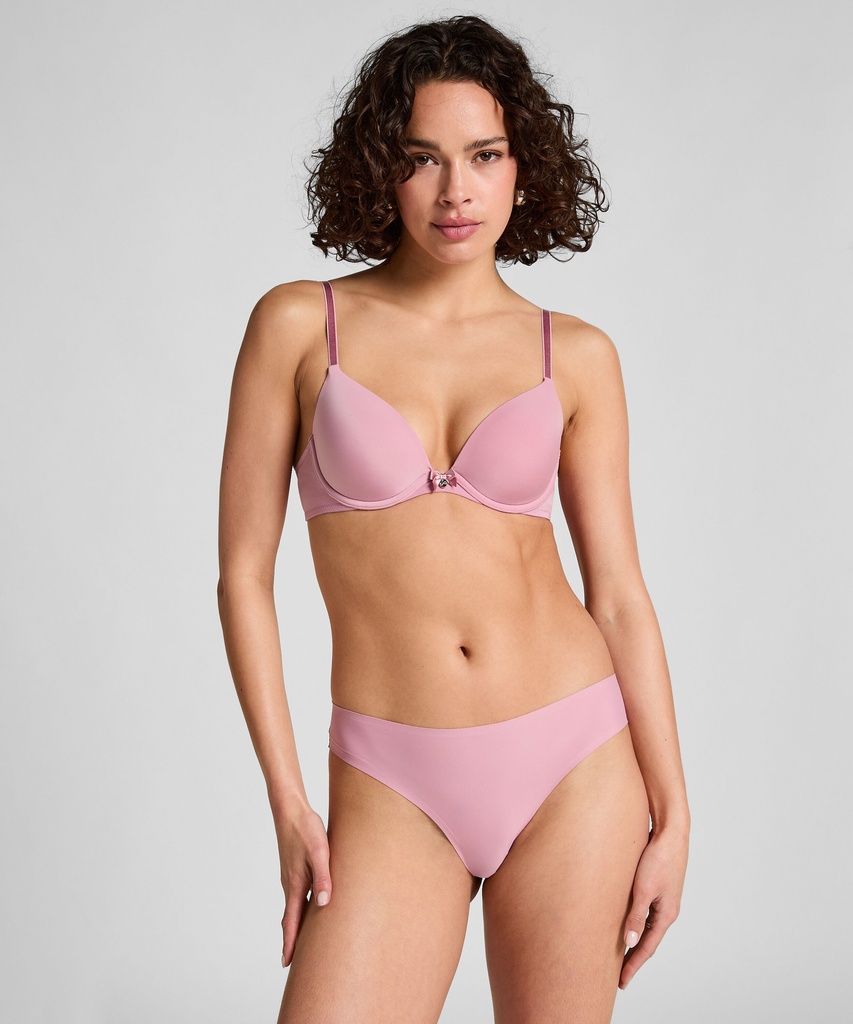 Slip brésilien iInvisible Lace Back - Rose