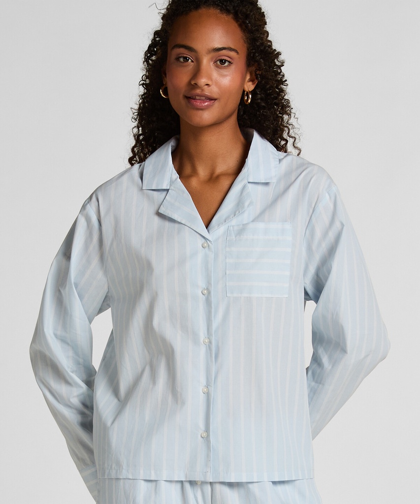 Veste en coton tissé à rayures - Bleu