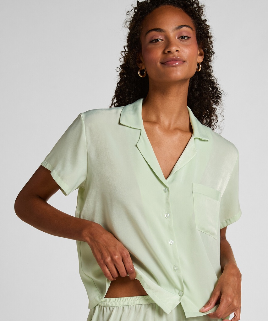Veste à manches courtes en satin - Vert