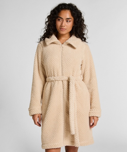 Robe de chambre en polaire à fermeture éclair - Blanc