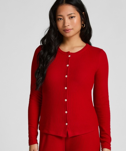 Gilet en Jersey Côtelé - Rouge