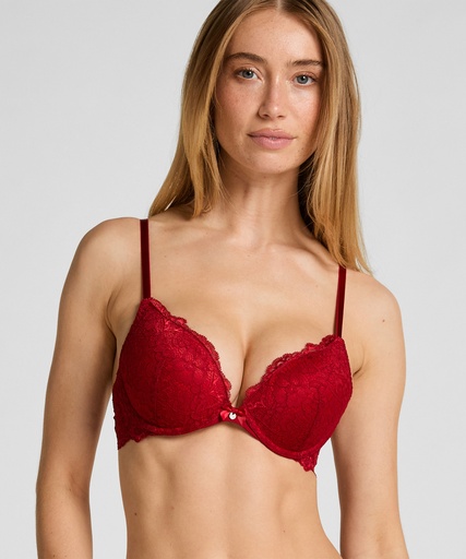 Soutien-gorge à armatures préformé push-up Marine - Rouge