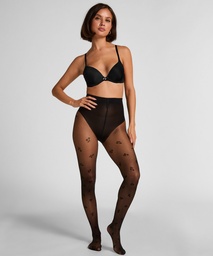 Collants 15 Deniers imprimés - Noir, Noir, coloris