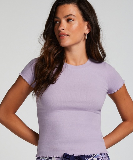 Chemise à manches courtes en coton - Violet