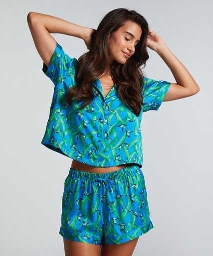 Short de pyjama Satin - Bleu