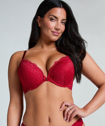 Soutien-gorge à armatures préformé push-up Marine - Rouge